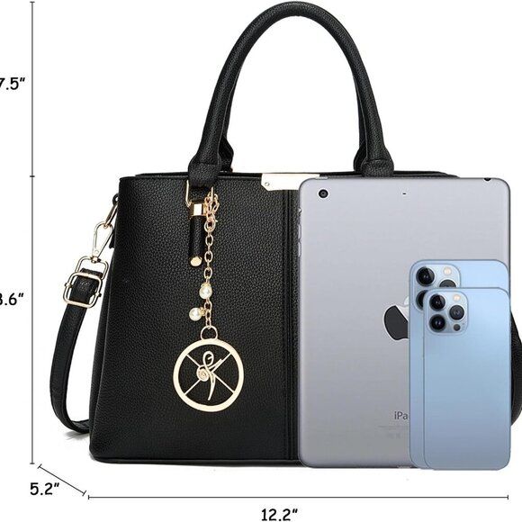 Purse and Handbags for Women, 3 Zip Compartments Tote Bag Designer Shoulder Purs - Picture 6 of 7